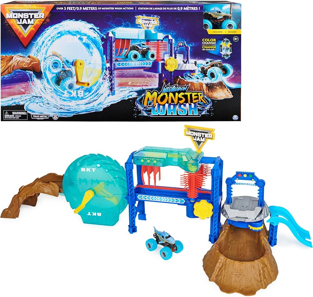 Monster Jam, Megalodon Monster Wash, includes Color-Changing Megalodon Monster Truck, Interactive... | Amazon (US)