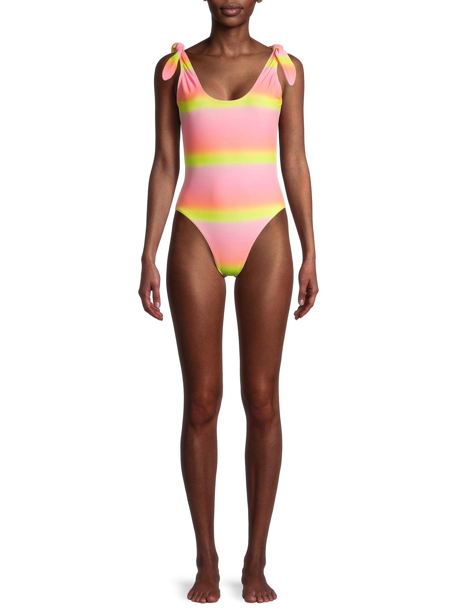 XOXO Women's One-Piece Scoop Neck Swimsuit With Shoulder Ties | Walmart (US)