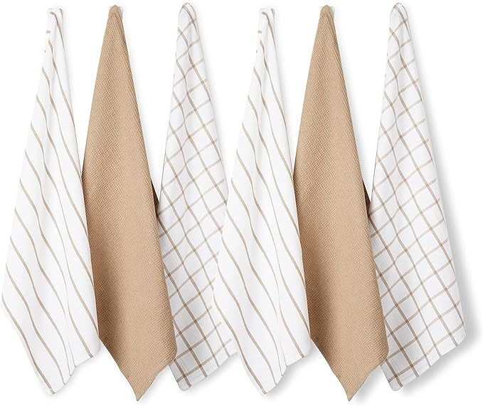 LANE LINEN Kitchen Towels Set - Pack of 6 Cotton Dish Towels for Drying Dishes, 18”x 28”, Kit... | Amazon (US)