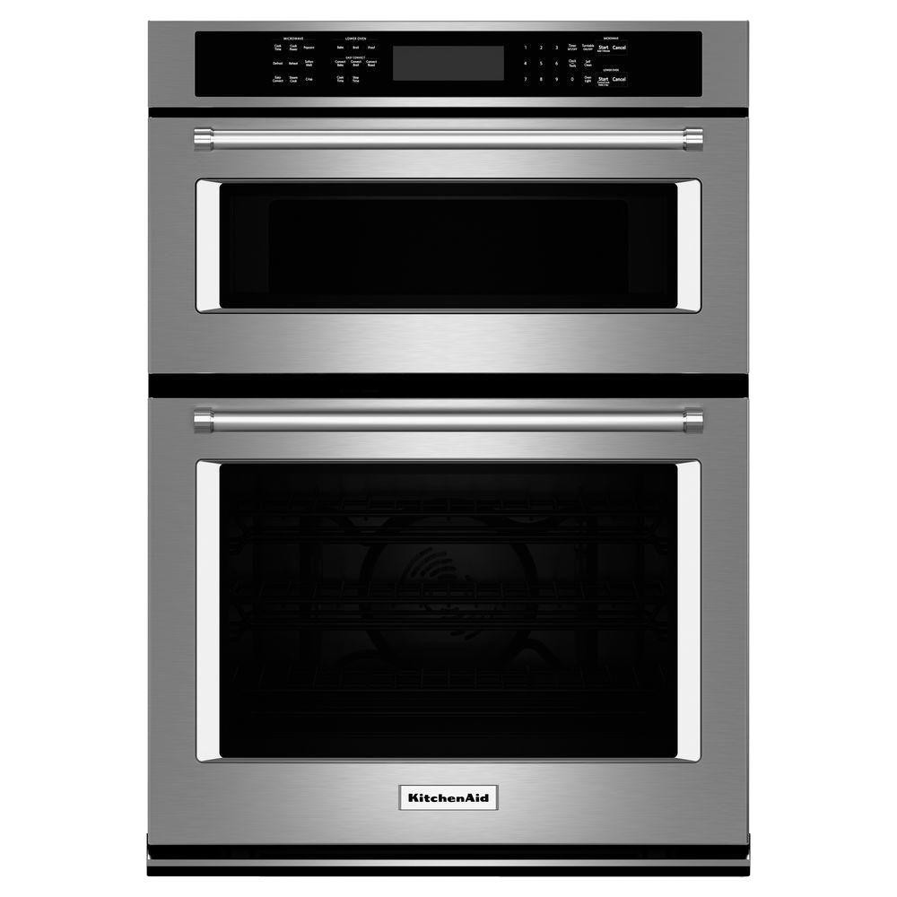 30 in. Electric Even-Heat True Convection Wall Oven with Built-In Microwave in Stainless Steel | The Home Depot