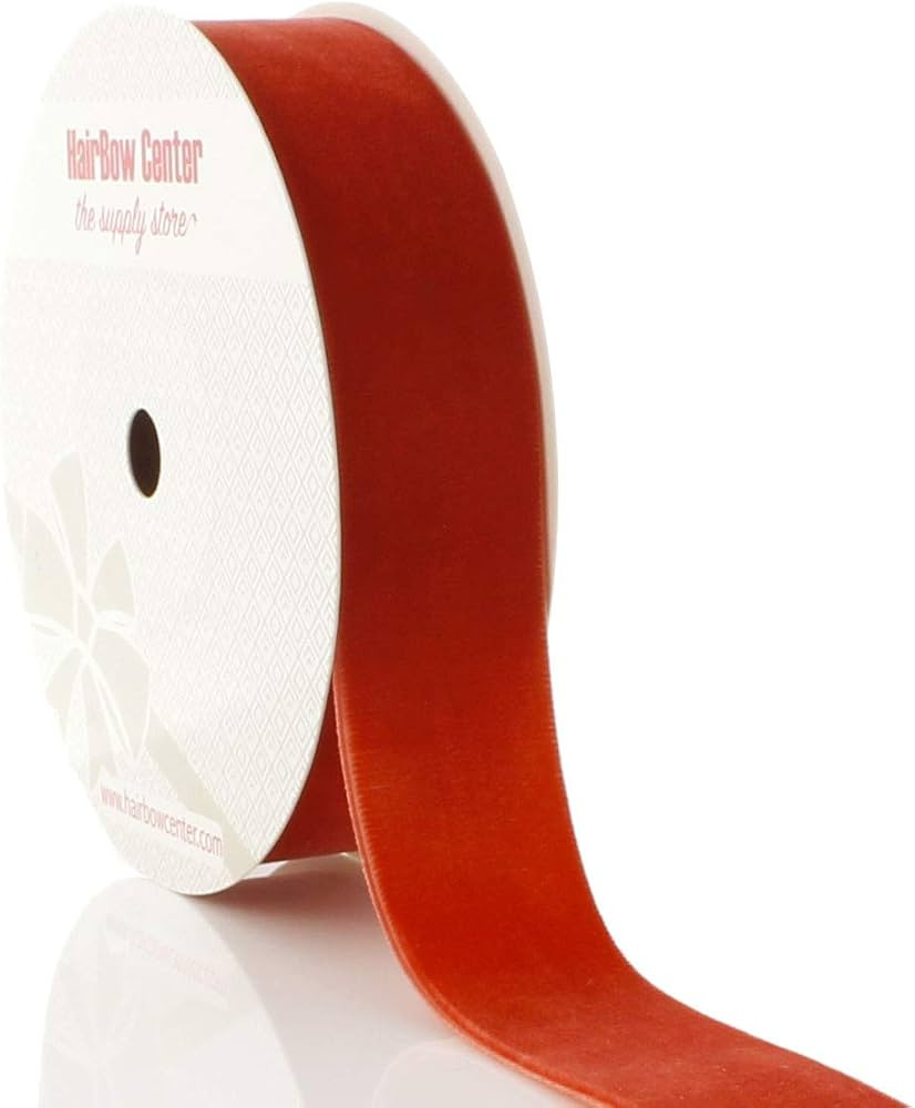 1" Velvet Ribbon Burnt Orange 5 Yards HairBow Center | Amazon (US)