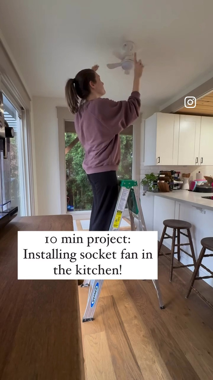 When a previous owner remodeled the kitchen, they didn’t put in a vent hood above the stove! After several run-ins with the fire alarm going off while cooking, we searched for a temporary way to help better move air in the kitchen (long-term dream is to remodel it again 😅). This $40 fan - small, low-profile and on sale for $20 at the time - fit the bill! Soooo simple to install, literally took 10 min! I could also see this working perfectly in a bathroom with poor ventilation!

#tayloredhome #tayloredhomedesign 90s home remodel, kitchen remodel, socket fan light, kitchen hack, bathroom hack, bathroom fan, mini fan, 10 minute project, fan installation 

#LTKSaleAlert #LTKHome #LTKFindsUnder50