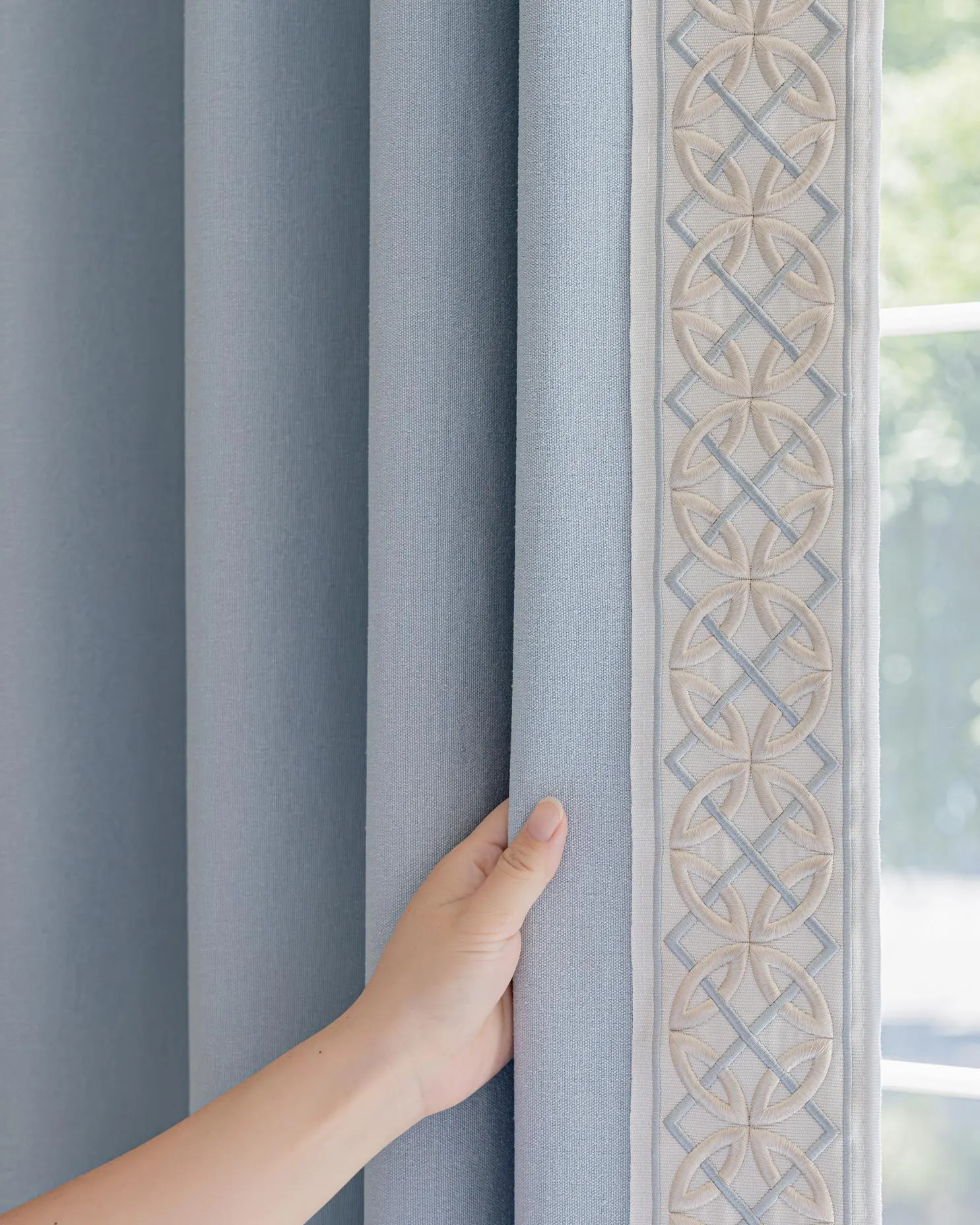 Blue Pinch Pleat Curtains, Embroidery Tape Trim, Blackout Lining, Readily Available (Pair) coastal luxury | Etsy (Global)