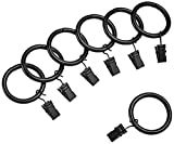 AmazonBasics Curtain Rod Clip Rings for 1" Rod, Set of 7, Black | Amazon (US)