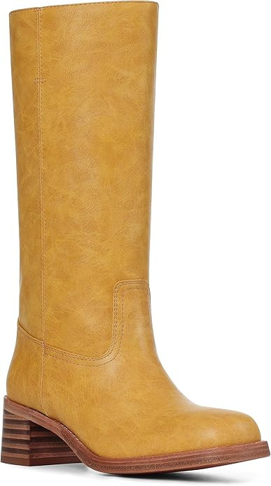 VOMIRA Women's Knee High Boots Wide Calf Boots Black Boots Square Toe Chunky Block Heel Long Boot... | Amazon (US)