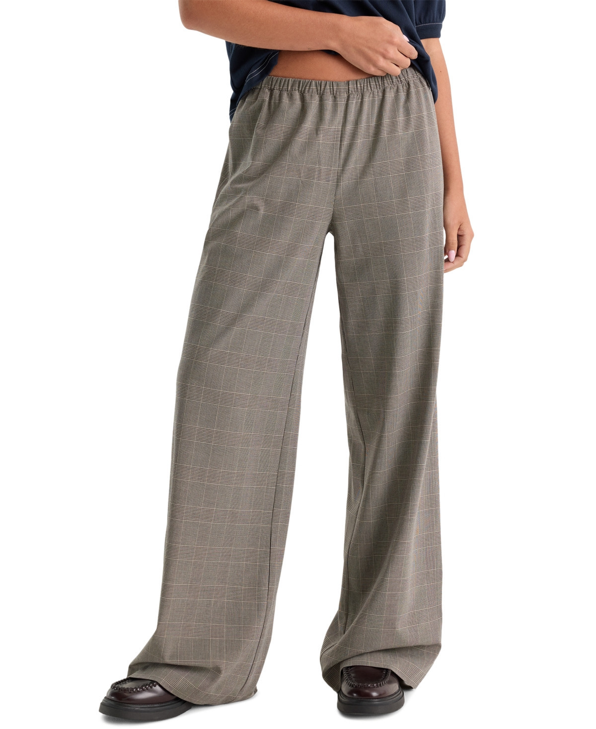 Good American Women's Straight-Leg Pull-On Trouser - Mini Plaid | Macy's
