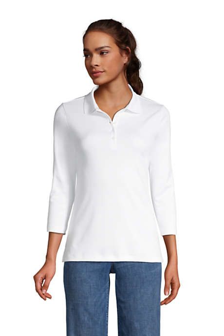 Women's Supima Cotton 3/4 Sleeve Polo Shirt | Lands' End (US)