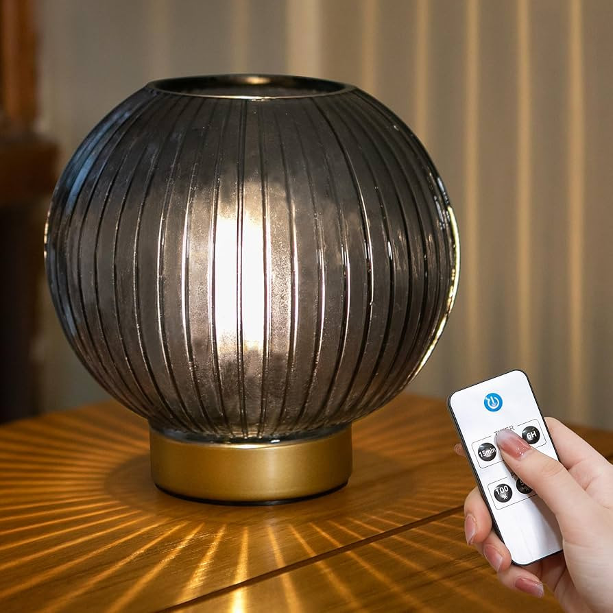 Battery Operated Lamp with Remote Control,Cordless Table Lamps with Timer & Replaceable LED Blub,... | Amazon (US)