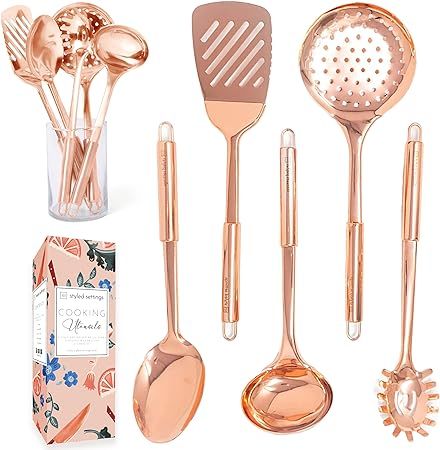 Copper Cooking Utensils for Cooking/Serving, Rose Gold Kitchen Utensils -Stainless Steel Copper S... | Amazon (US)