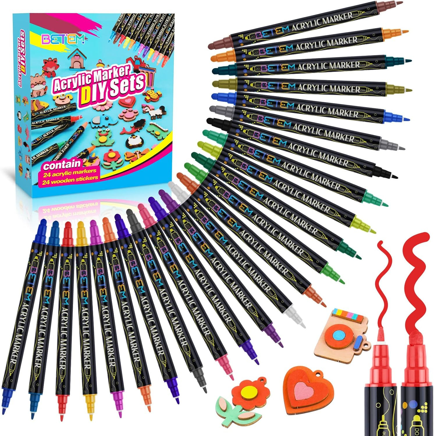 Betem Acrylic Paint Pens Paint markers for Rock Painting, Stone, Ceramic, Glass, Wood, Canvas. Pr... | Amazon (US)