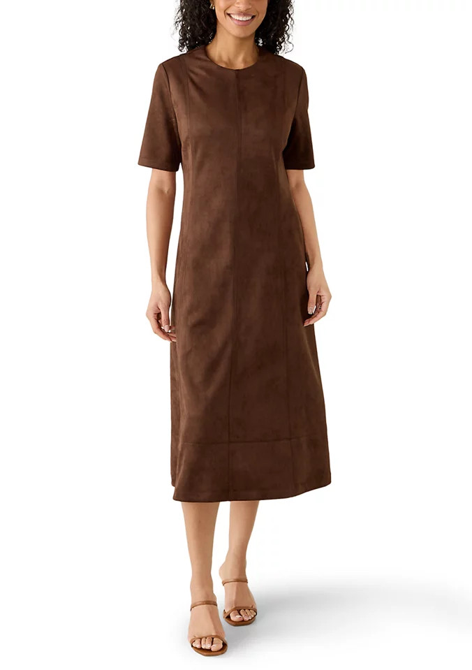 Women's Elbow Sleeve Suede Midi Dress | Belk