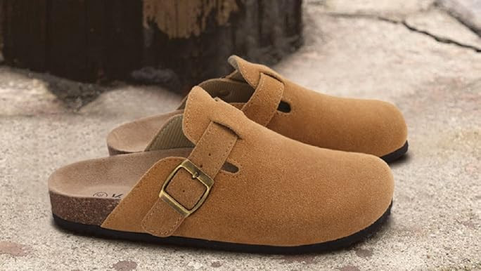 KIDMI Women's Suede Clogs Leather Mules Cork Footbed Sandals Potato Shoes with Arch Support | Amazon (US)