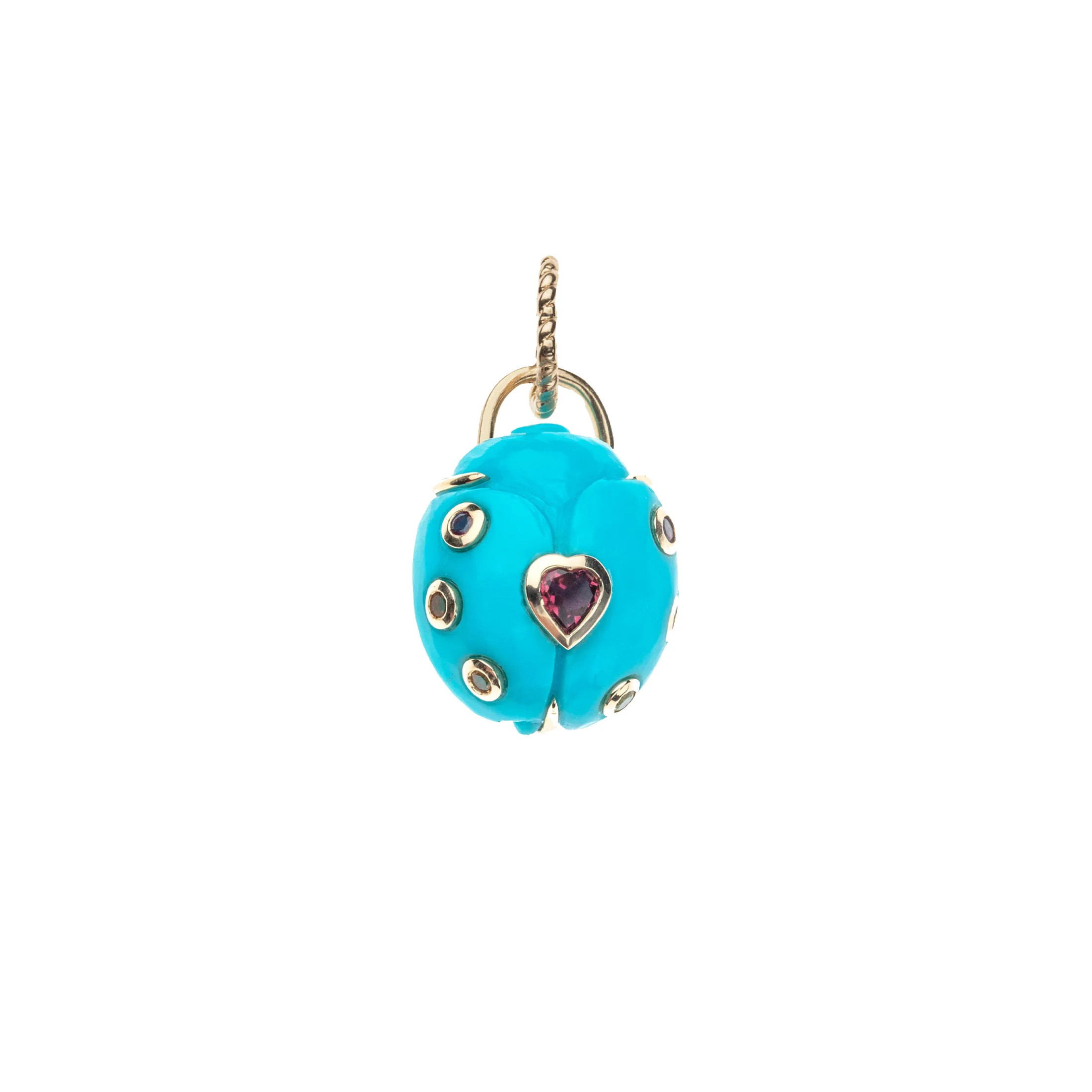 LUCKY Turquoise Ladybug Pendant in Solid Gold SALE | Jane Win