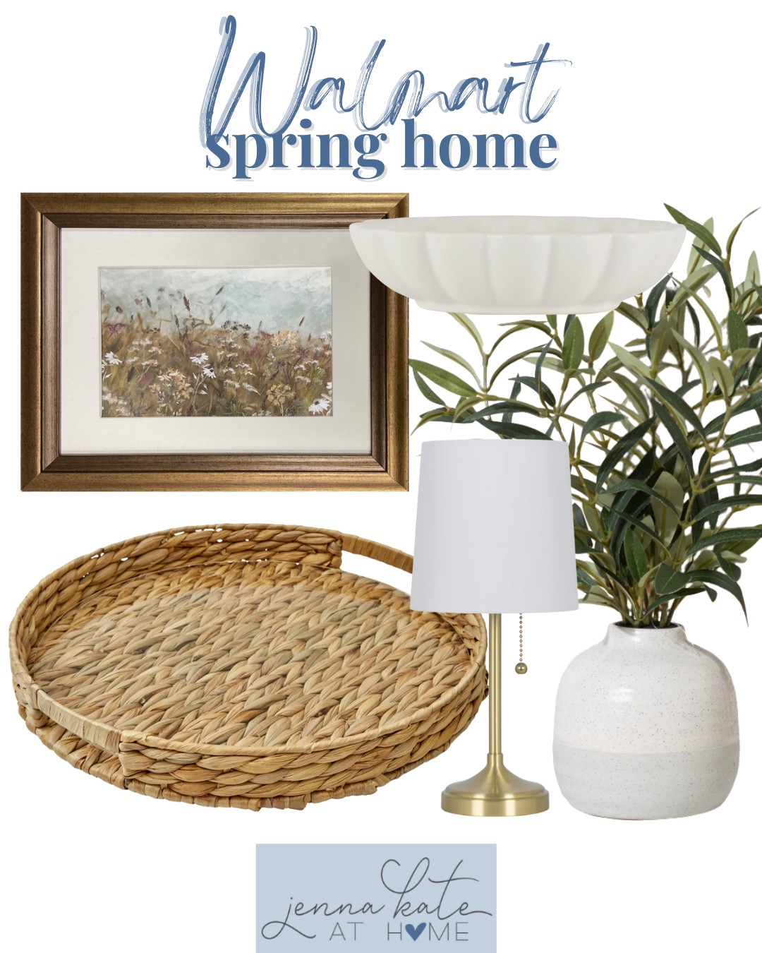 Walmart spring home includes faux plant, table lamp, rattan tray, decorative bowl, wall art. 

Home decor, neutral home decor, looks for lesss

#LTKSaleAlert #LTKSeasonal #LTKHome