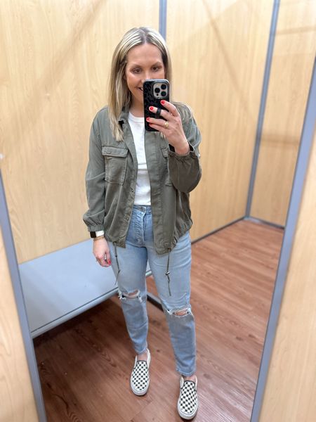 Must have $23 soft utility jacket from Walmart! It also comes in chambray and is so comfortable. This jacket will be perfect for warmer months or for traveling!!! I’m wearing a size small at 1.5 months postpartum. 

Vacation outfit, jeans, travel outfit, Walmart style, postpartum style 


#LTKstyletip #LTKSeasonal #LTKtravel