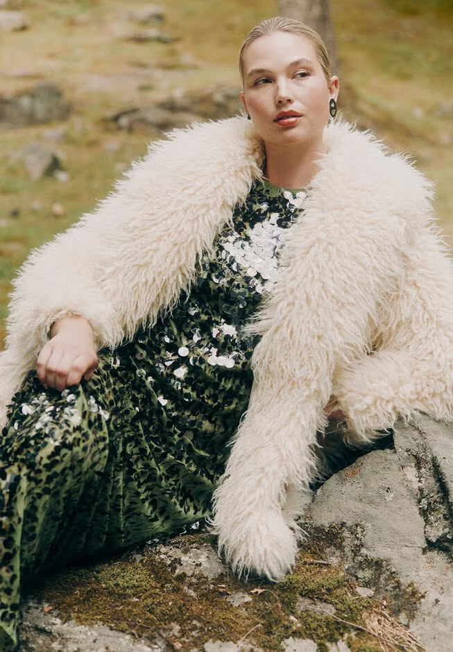 Textural Faux Fur Coat | Eloquii