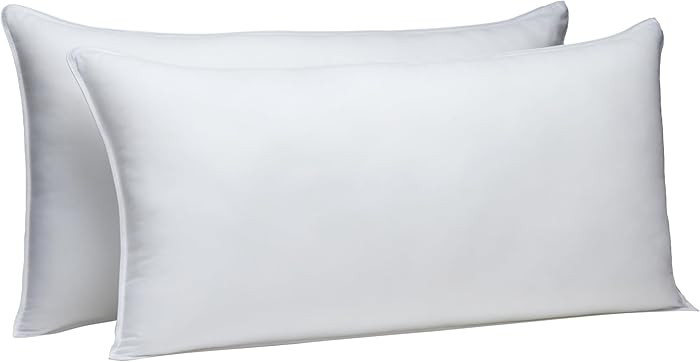 Amazon Basics Down Alternative Bed Pillows, Medium Density For Back and Side Sleepers, King, 2-Pa... | Amazon (US)