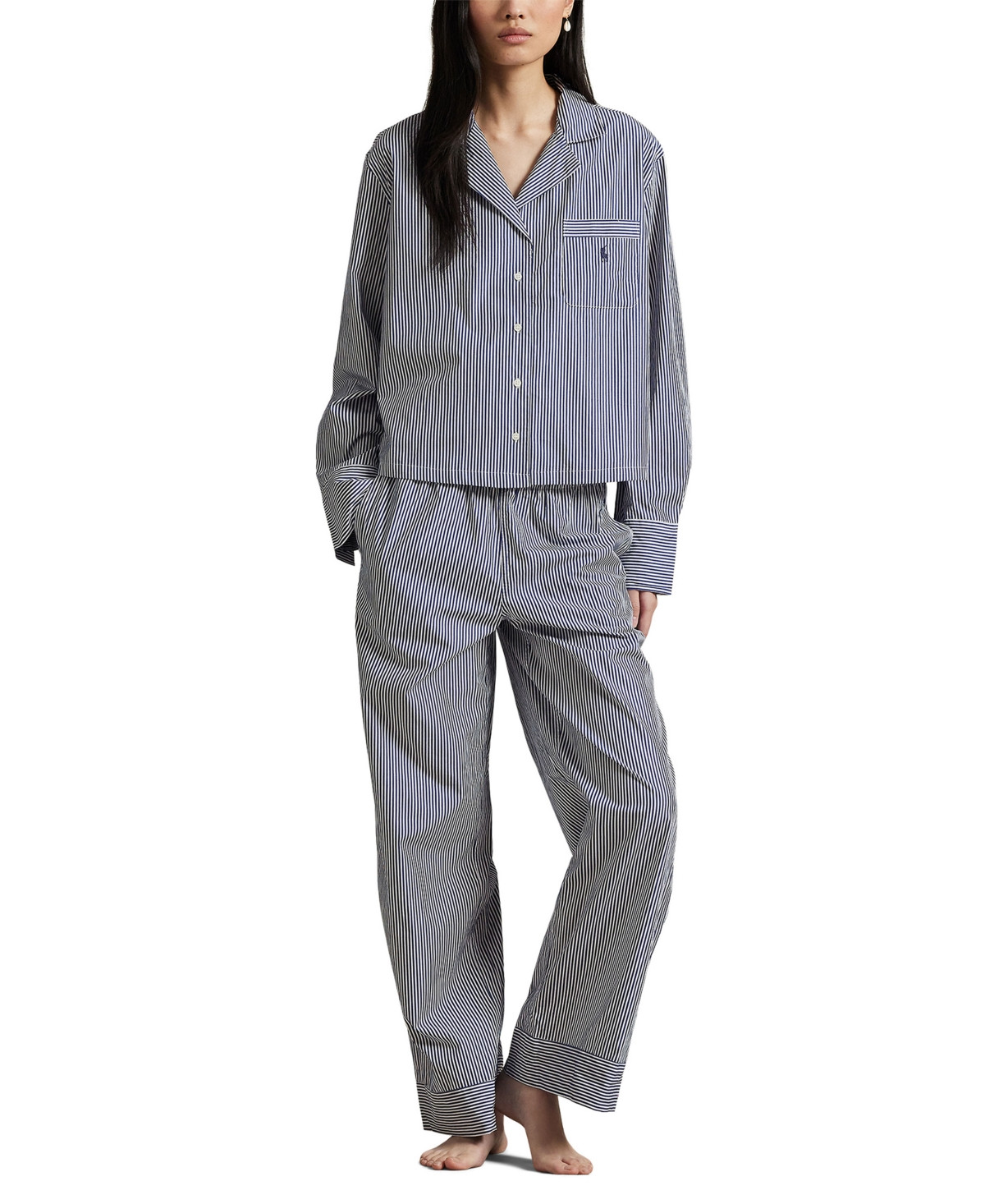 Polo Ralph Lauren Women's 2-Piece Long Sleeves Shirt and Pants Pajama Set - Pearl Stripes | Macy's