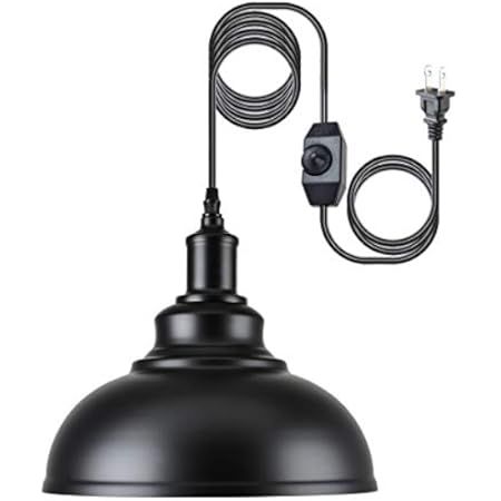 LIGHTESS Black Pendant Lights Dimmable with Plug in Cord and ON/Off Dimmer Switch, Industrial Hangin | Amazon (US)