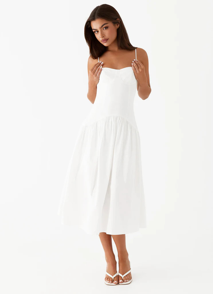 Yvette Corset Midi Dress - White | Peppermayo (Global)