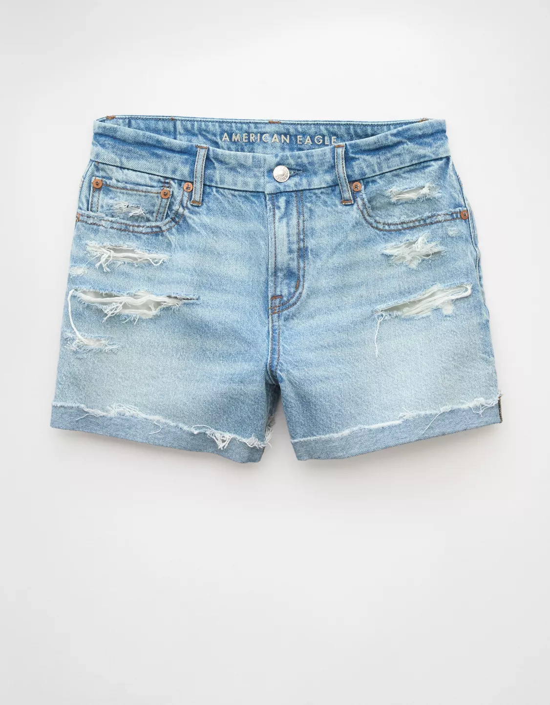 AE Strigid Curvy Ripped Super High-Waisted Relaxed Short | American Eagle Outfitters (US & CA)