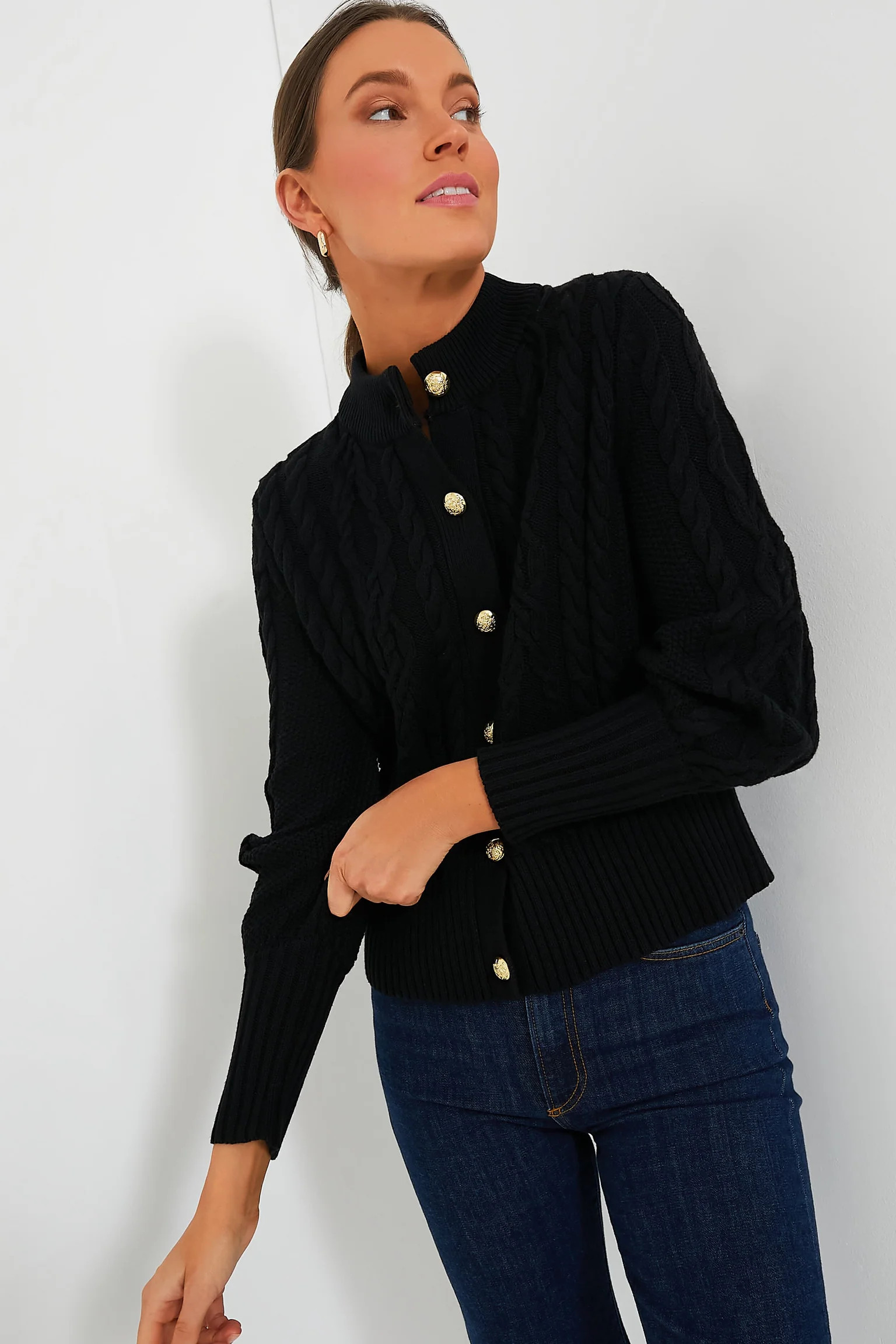 Black Cotton Colette Cardigan | Tuckernuck (US)