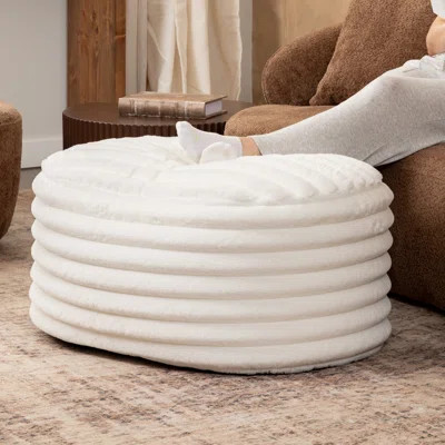 Mercer41 Paran Accent Pouf - Fluffy Faux Fur Ottoman For Modern Interior Design | Wayfair North America