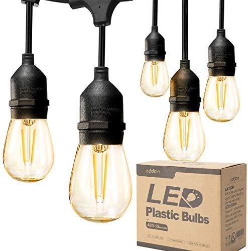 addlon LED Outdoor String Lights 48FT with 2W Dimmable Edison Vintage Plastic Bulbs and Commercia... | Amazon (US)