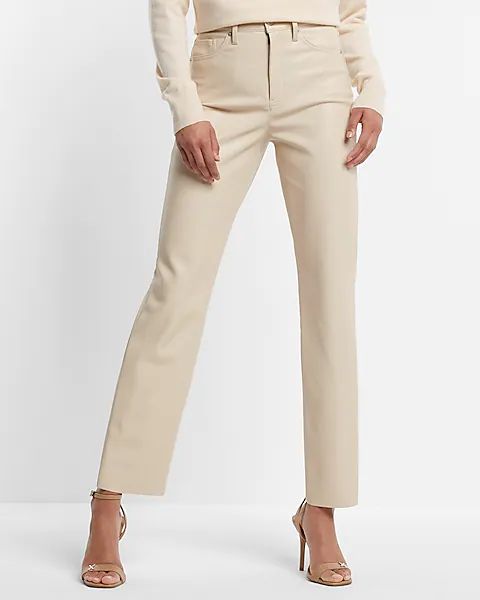 Super High Waisted Faux Leather Modern Straight Pant | Express