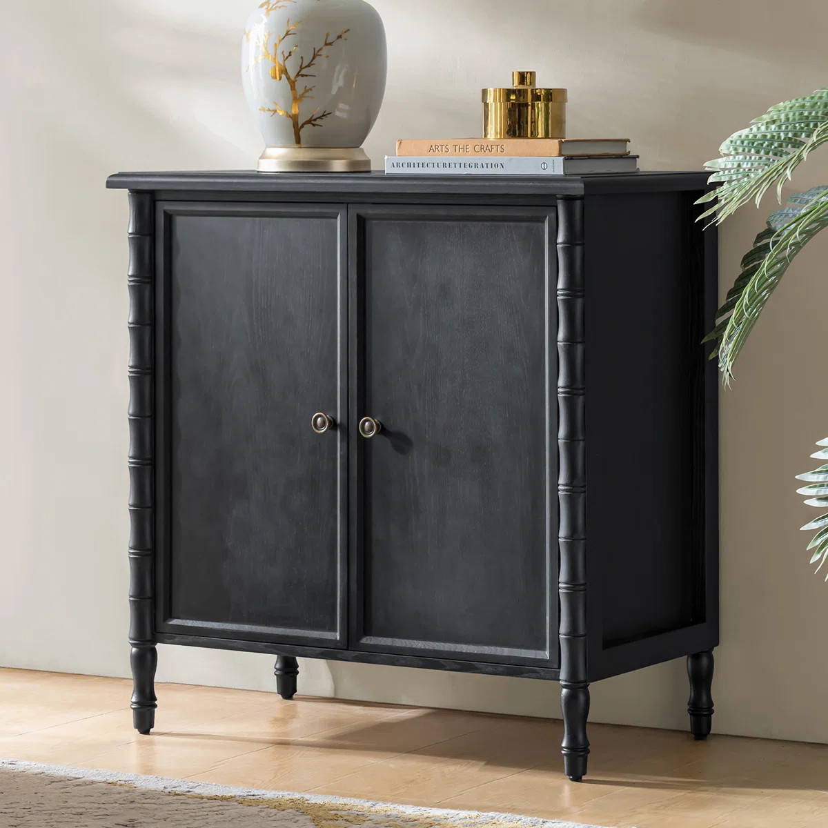 Lucious Transitional 32''W 2-Door Transitional Storage Curved Cabinet with Classic Spindle Legs a... | Wayfair North America