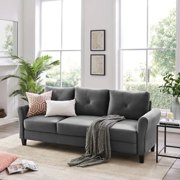 Degolier 86.22" Velvet Round Arm Sofa | Wayfair North America