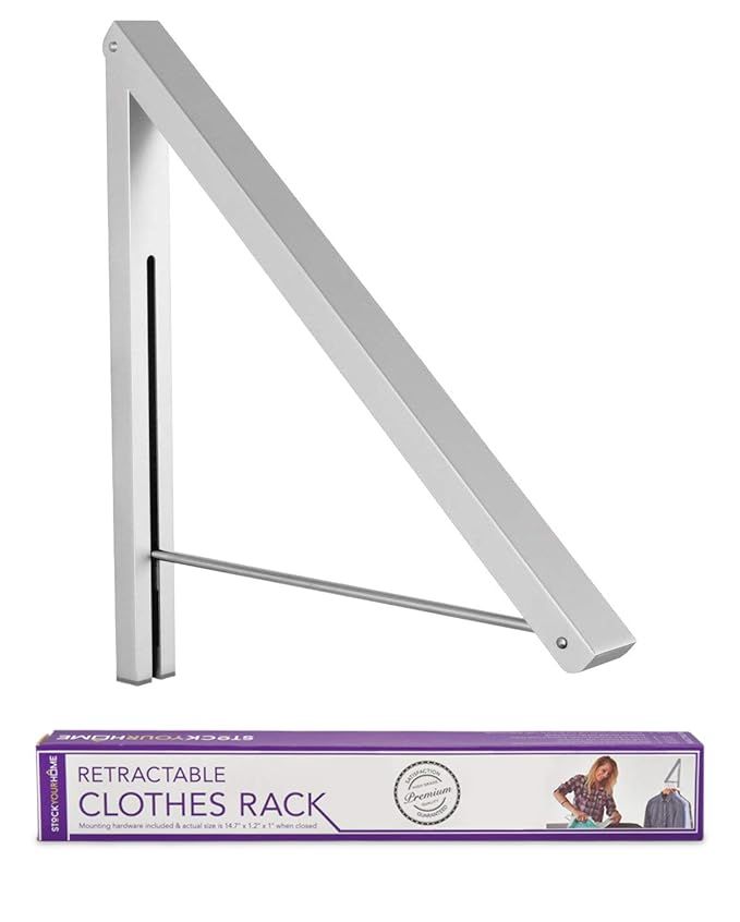 Stock Your Home Retractable Clothes Rack - Wall Mounted Folding Clothes Hanger Drying Rack for La... | Amazon (US)