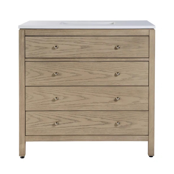 Celine 36 in W Quartz Top Single Sink Bathroom Vanity Set | Wayfair North America