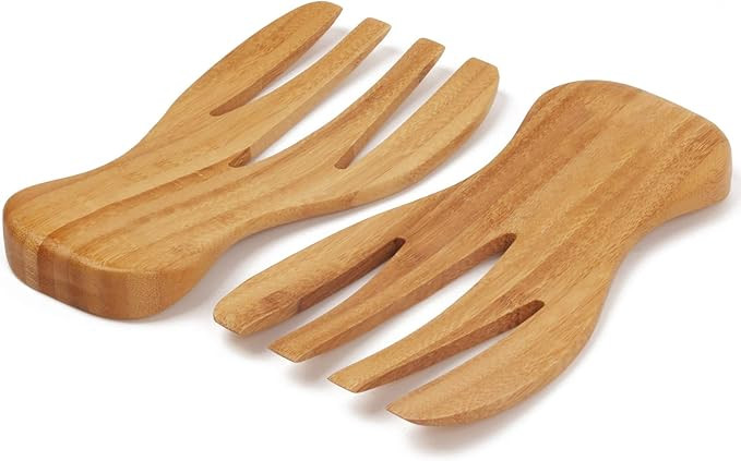 Salad Hands Tosser Salad Servers Tongs Bamboo Kitchen Helper Pack of 2 | Amazon (US)
