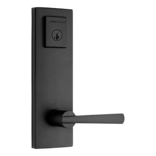 Prestige Spyglass Matte Black Universal Entrance Door Handleset Featuring SmartKey Security | The Home Depot