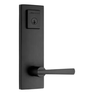 Prestige Spyglass Matte Black Universal Entrance Door Handleset Featuring SmartKey Security | The Home Depot