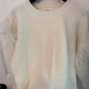 Le Lis Women's Ivory Sweater with Feather Details | Poshmark