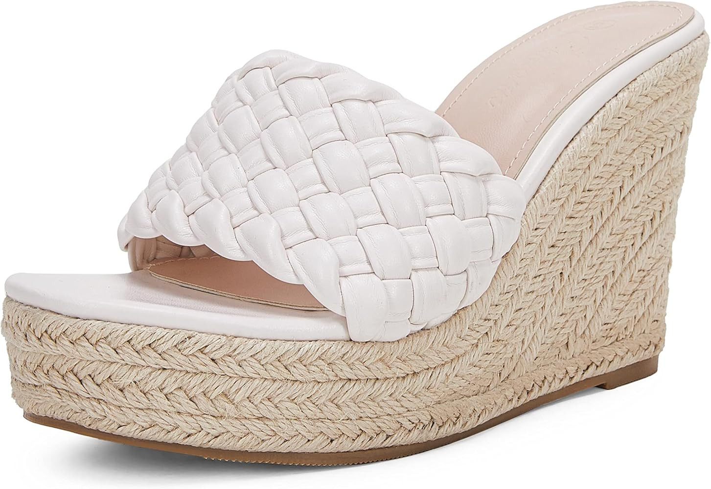 Womens Platform Wedge Sandals Espadrilles Braided Open Toe Slip On Summer Mule High Heels | Amazon (US)