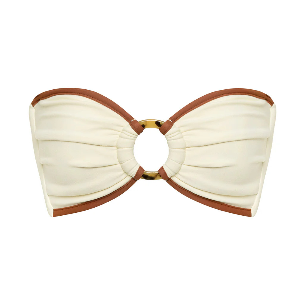 Oat Terracotta Binded Tori Ties Bandeau Bikini Top | Montce