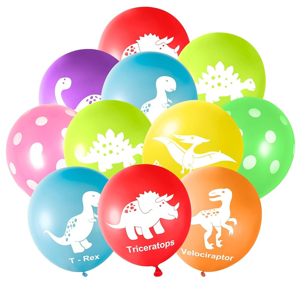 KUUQA 32 Pieces 12" Dinosaurs Balloons Dinosaur Latex Balloons for Dinosaur Party Decorations, 8 ... | Amazon (CA)