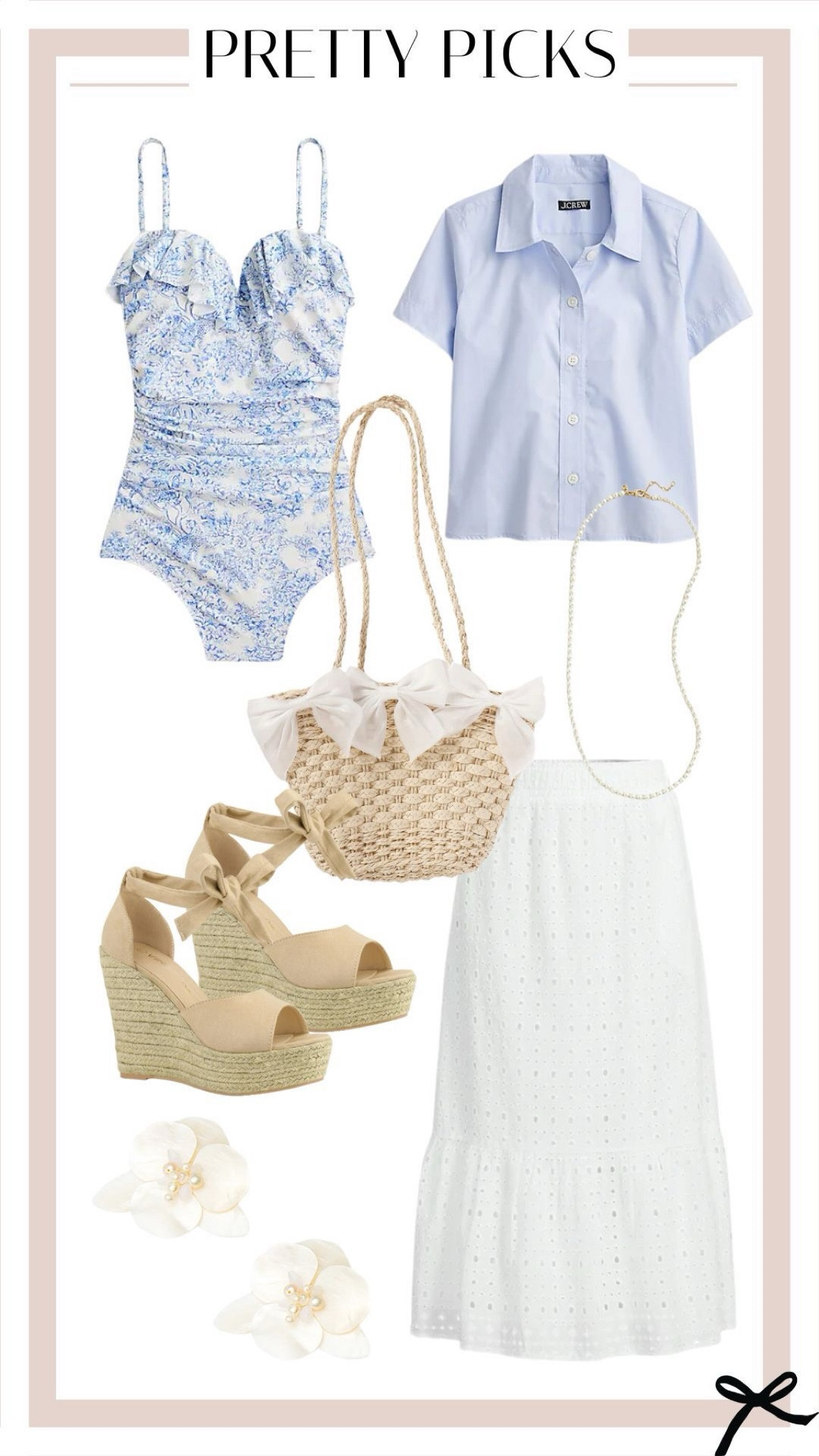 This week's Pretty Picks! I love this ruffle detail J. Crew swimsuit, eyelet detail maxi skirt, and flower statement earrings for spring! 

#LTKbeauty #LTKstyletip #LTKSeasonal