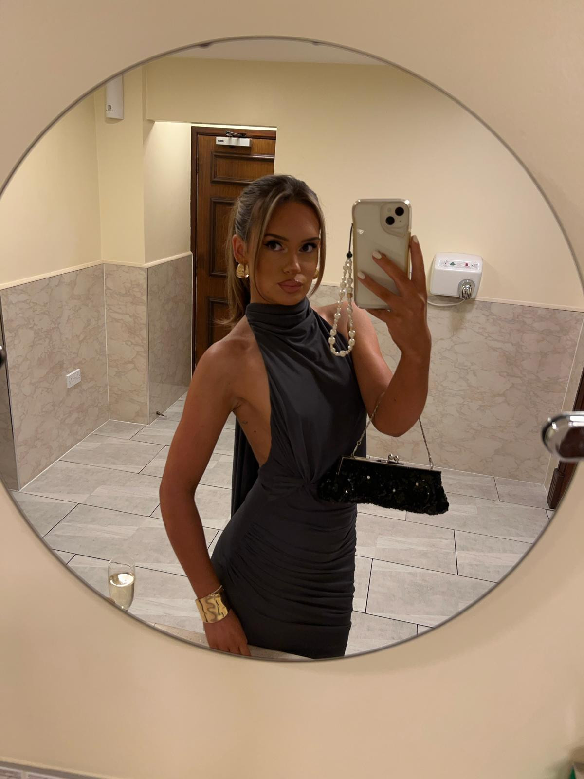 Partywear, Halter Maxi Dress, H&M, Asos, Jewellery, Cider, Bangle Bracelet, Earrings in Gold, Embellished Grab Bag, Spring Outfit, Party Dress 

 #LTKAprilSpotlight #LTKuk #LTKAroundTheWorld