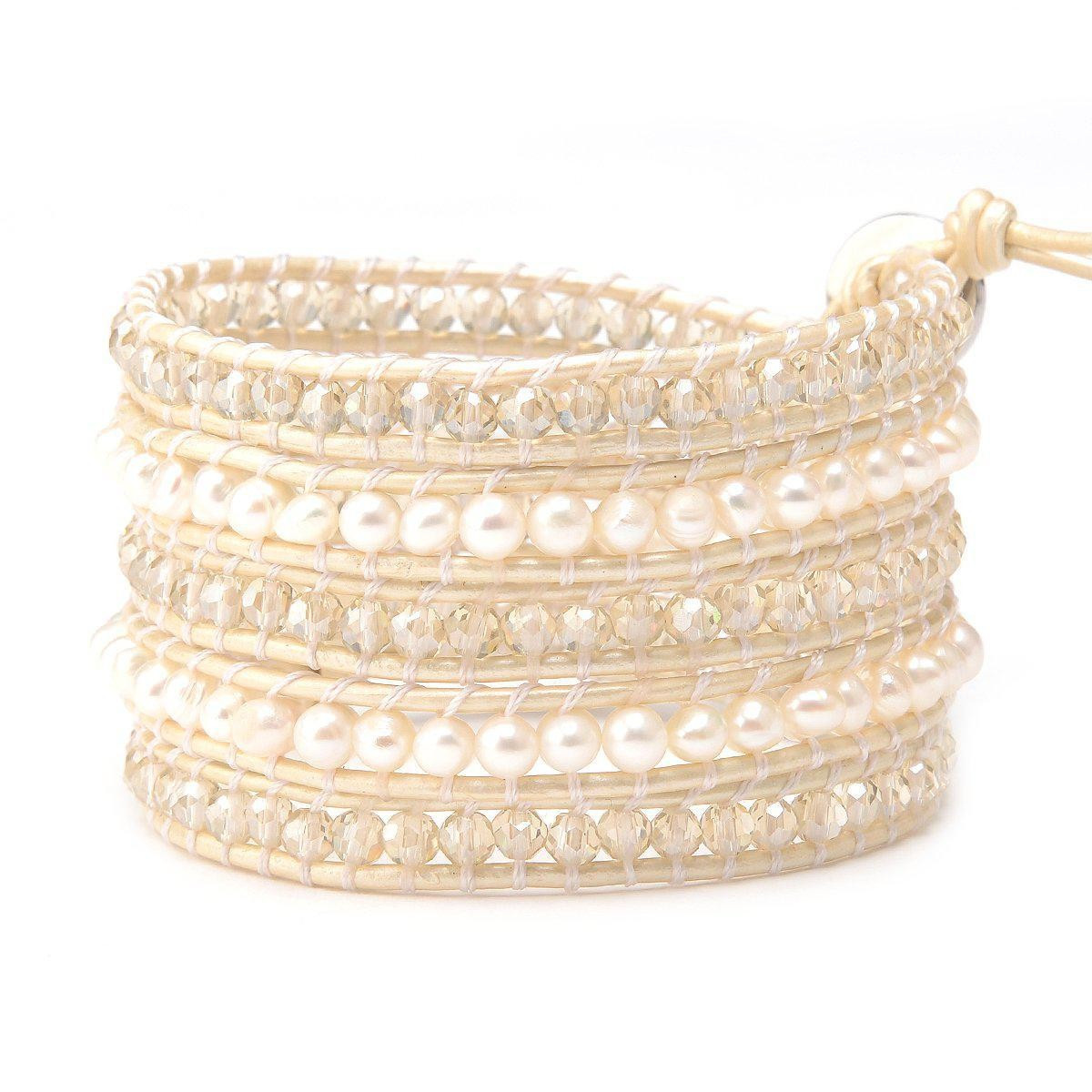 Freshwater Pearls and Clear Crystals on Ivory | Victoria Emerson