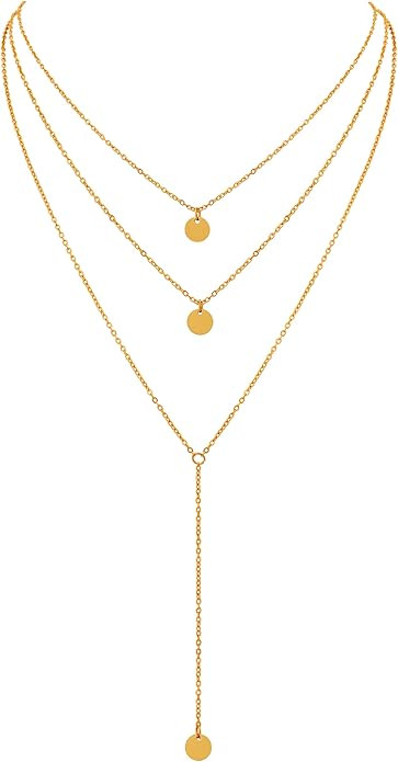 Sacina Dainty Long Layered Choker Necklace, Long Gold Necklace, Long Chain Necklace for Women, Bo... | Amazon (US)