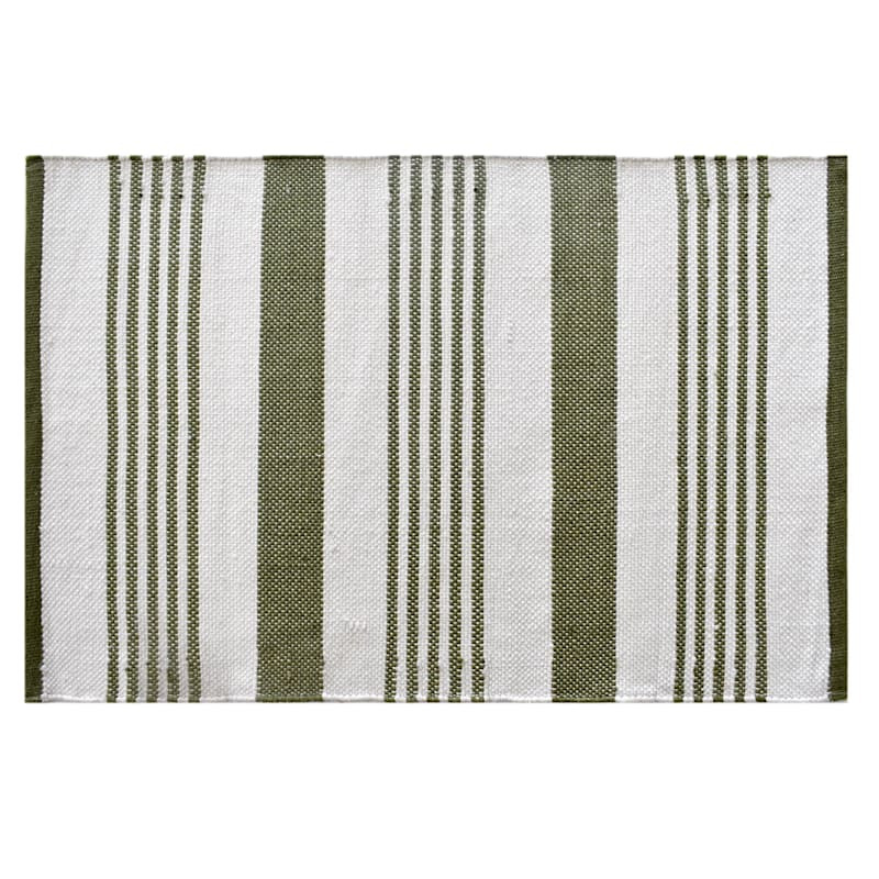 Green Striped Layering Accent Rug, 24x36 | At Home