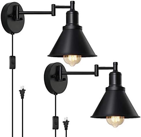 HAITRAL Black Wall Sconces Lighting-Plug in Wall Lamps with ON/Off Switch, Wall Lamps for Bedroom... | Amazon (US)