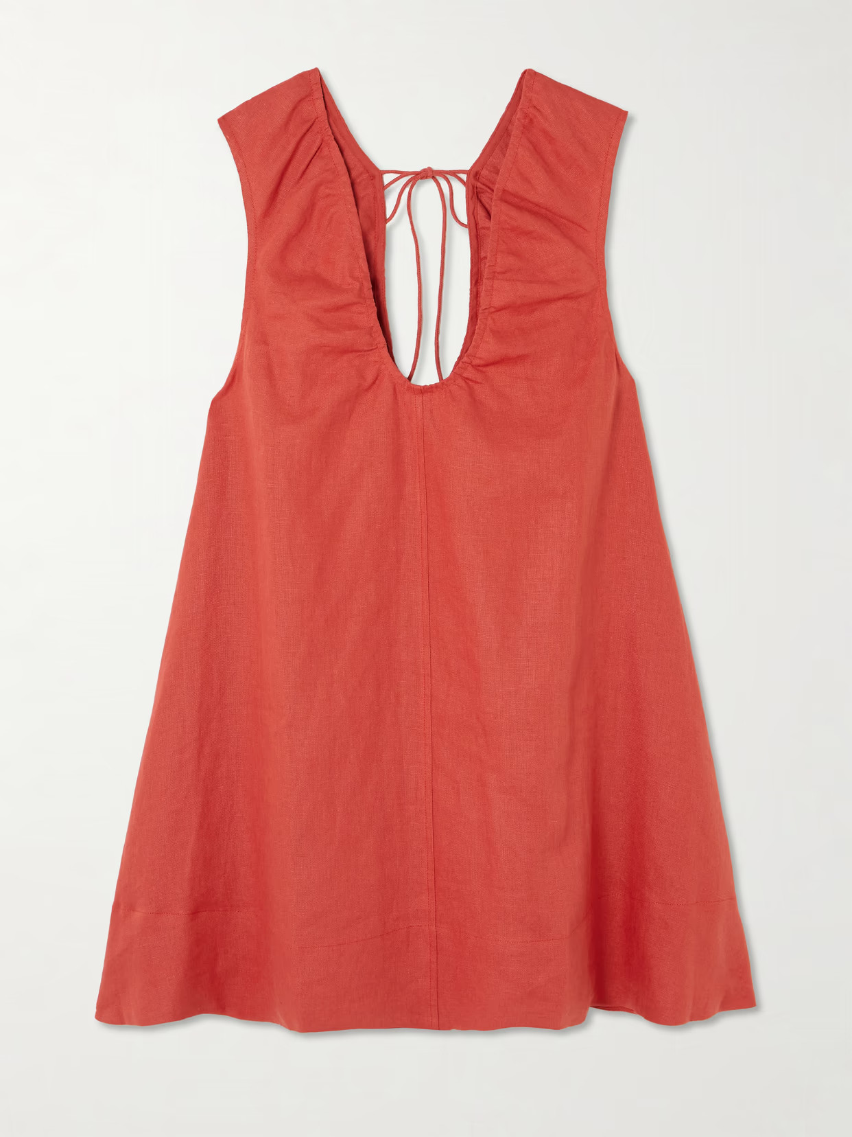 Faithfull - Perla Tie-detailed Linen Mini Dress - Red | NET-A-PORTER (US)