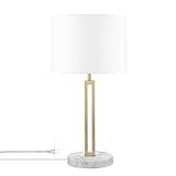 Globe Electric 67490 Paloma 22" Table Lamp, Matte Brass, White Faux Marble Base, White Fabric Sha... | Amazon (US)
