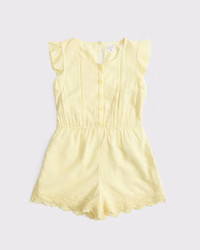 girls button-through ruffle sleeve romper | girls dresses & rompers | Abercrombie.com | Abercrombie & Fitch (US)