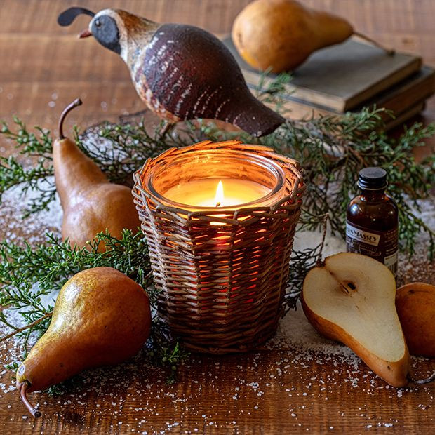 Willow Wrapped Glass Jar Candle Collection Partridge & Pear | Antique Farm House